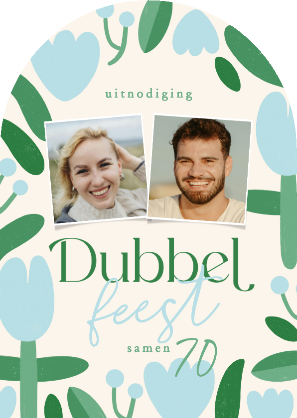 Uitnodiging dubbel feest samen 70 tulpen foto's - Uitnodigingen Uitnodigingen - Uitnodiging dubbel feest samen 70 tulpen foto's