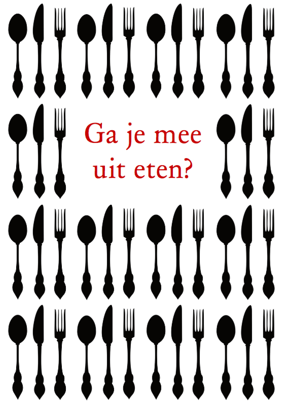 Uitnodiging etentje zwart & wit - Uitnodigingen Uitnodigingen - Uitnodiging etentje zwart & wit