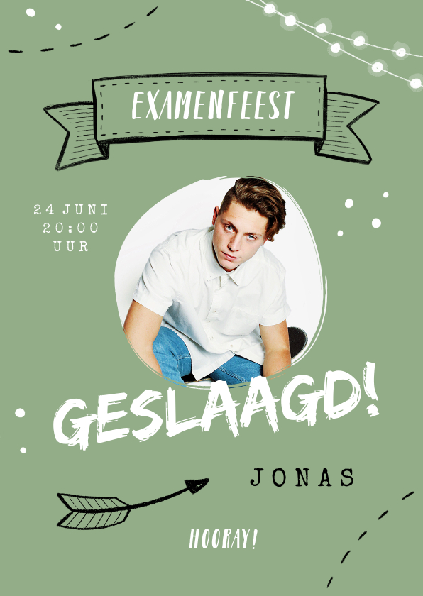 Uitnodigingen - Uitnodiging examenfeest hip geslaagd met eigen foto