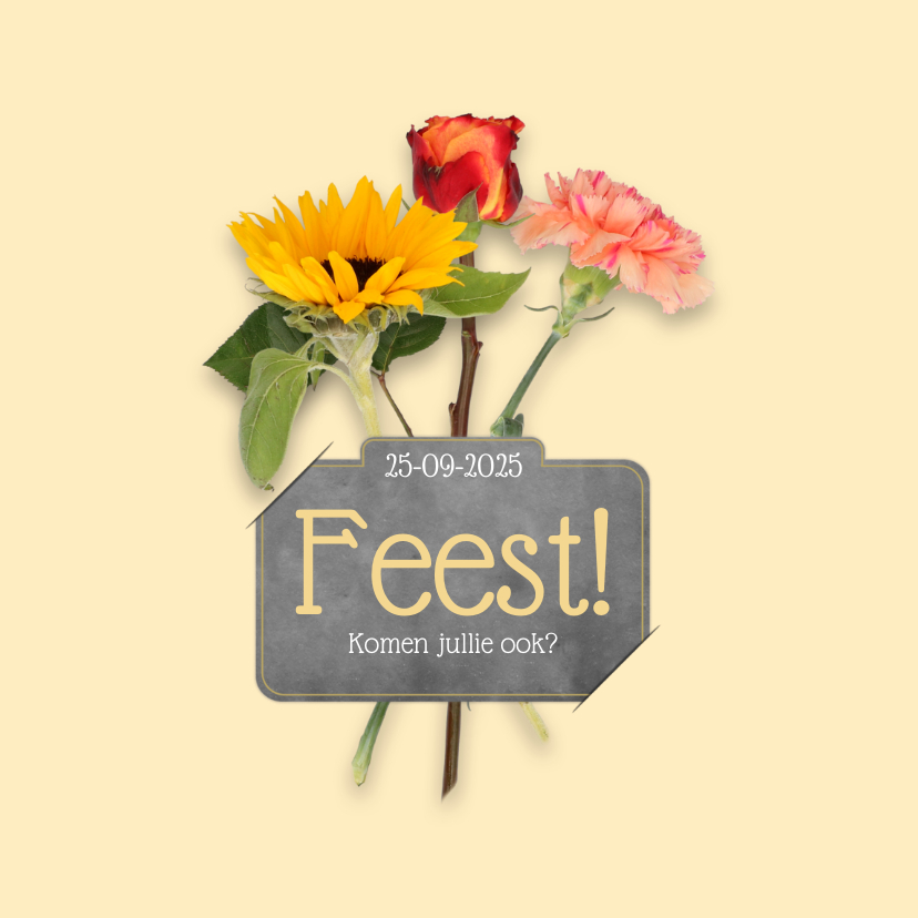 Uitnodiging feest bloemen RB - Uitnodigingen Uitnodigingen - Uitnodiging feest bloemen RB