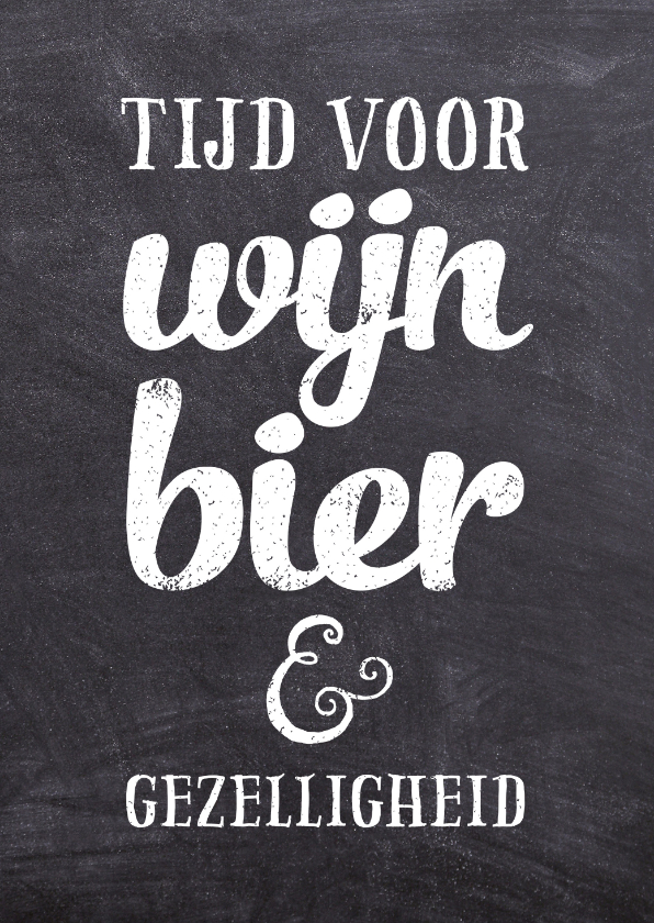 Uitnodigingen - Uitnodiging feest krijtbord algemeen bier wijn