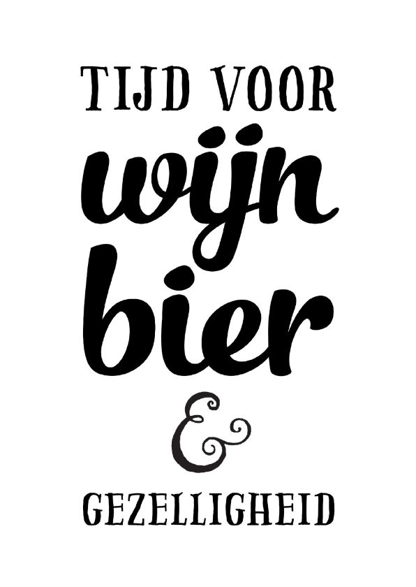 Uitnodigingen - Uitnodiging feest zwart wit algemeen bier wijn