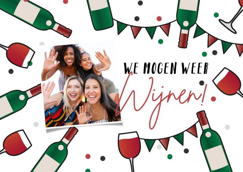 Uitnodigingen - Uitnodiging feestje borrel wijnen cheers we mogen weer