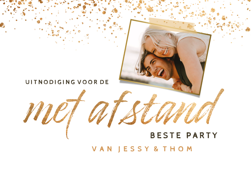 Uitnodiging feestje 'Met afstand beste party' foto - Uitnodigingen Uitnodigingen - Uitnodiging feestje 'Met afstand beste party' foto