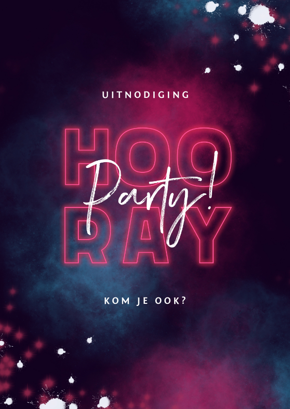 Uitnodigingen - Uitnodiging feestje neon party 