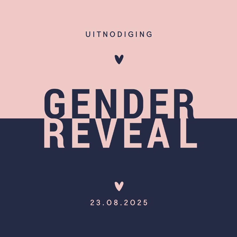 Uitnodigingen - Uitnodiging gender reveal modern typografisch