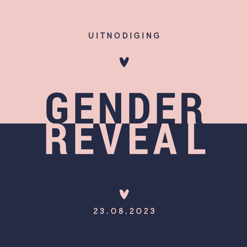 Uitnodigingen - Uitnodiging gender reveal modern typografisch