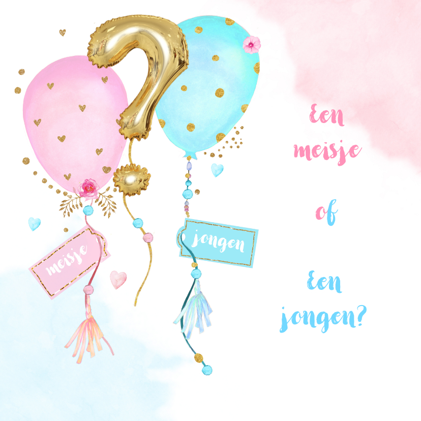 Uitnodigingen - Uitnodiging gender reveal party balonnen