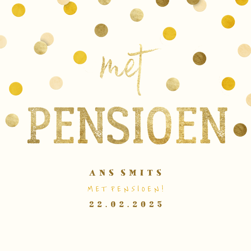 Uitnodigingen - Uitnodiging gouden 'met pensioen' met confetti