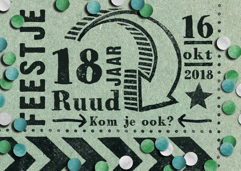 uitnodiging groen stempel man jongen - Uitnodigingen Uitnodigingen - uitnodiging groen stempel man jongen