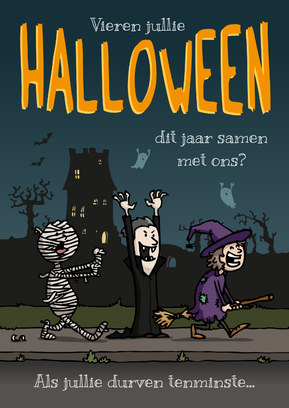 Uitnodigingen - Uitnodiging Halloween kinderen verkleed