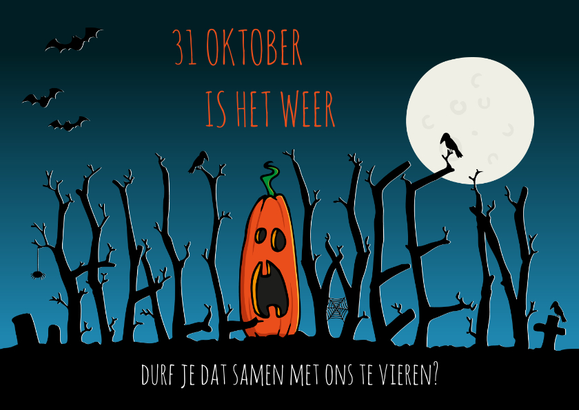 Uitnodigingen - Uitnodiging Halloween takken op kerkhof