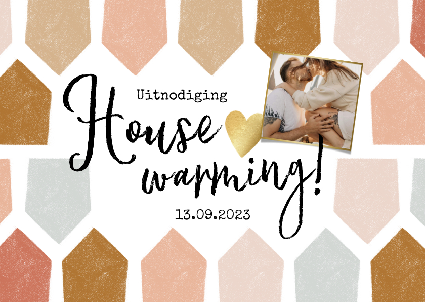 Uitnodiging housewarming met abstract huisjes patroon - Uitnodigingen Uitnodigingen - Uitnodiging housewarming met abstract huisjes patroon