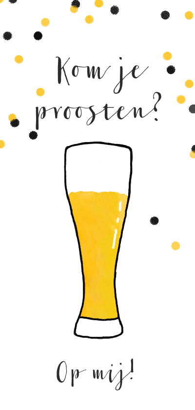 Uitnodigingen - Uitnodiging illustratie bier proost confetti