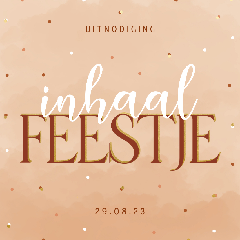 Uitnodigingen - Uitnodiging inhaalfeestje met confetti