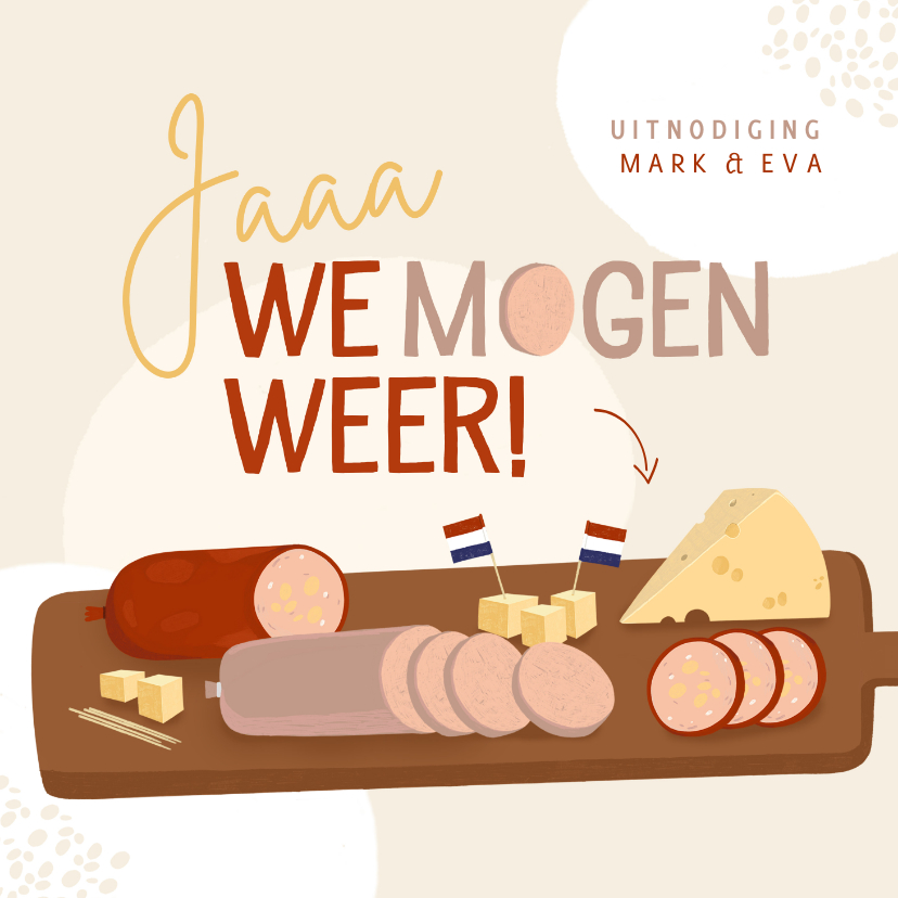 Uitnodigingen - Uitnodiging inhaalfeestje we mogen weer borrelplank