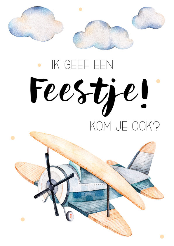 Uitnodiging kinderfeestje met vliegtuig - Uitnodigingen Uitnodigingen - Uitnodiging kinderfeestje met vliegtuig