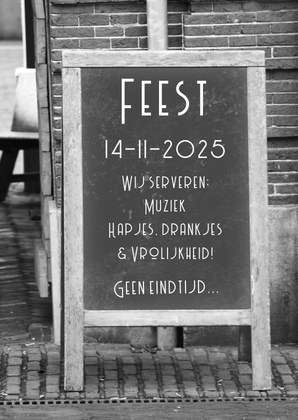 Uitnodigingen - Uitnodiging krijtbord feest zelf invullen