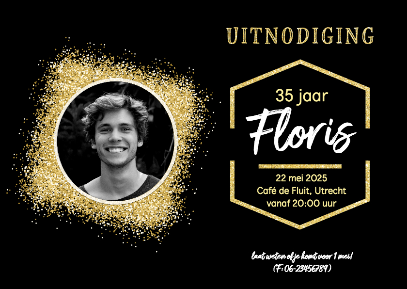 Uitnodiging - moderne uitnodiging foto glitter - Uitnodigingen Uitnodigingen - Uitnodiging - moderne uitnodiging foto glitter