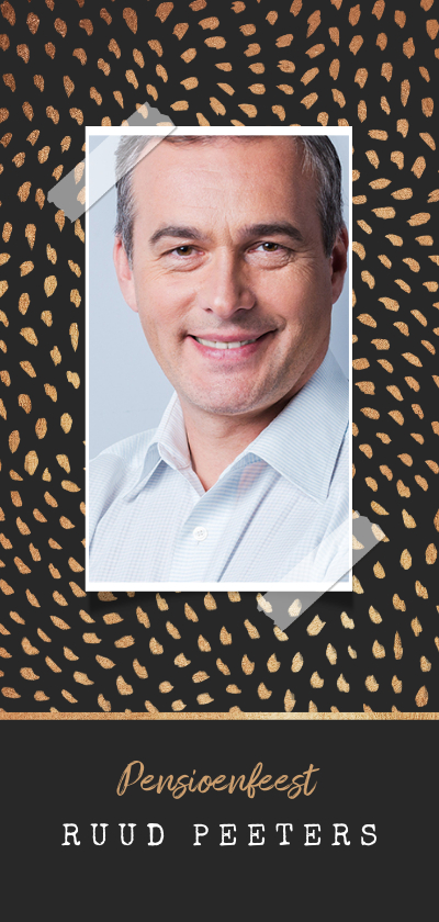 Uitnodigingen - Uitnodiging pensioen goudlook patroon confetti foto