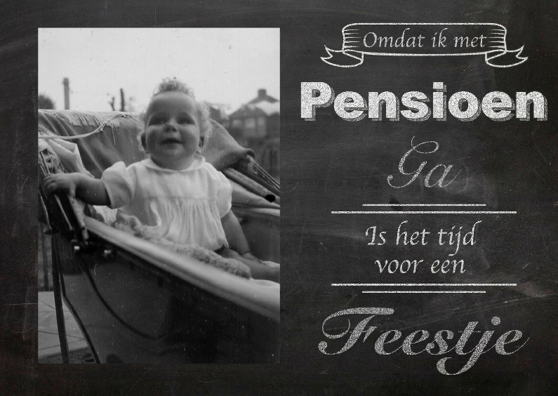 Uitnodiging pensioen krijtbord - Uitnodigingen Uitnodigingen - Uitnodiging pensioen krijtbord