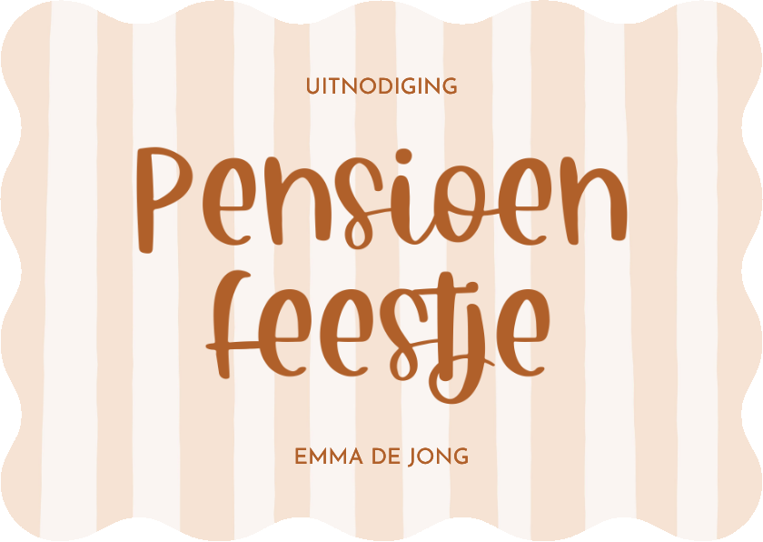 Uitnodiging pensioen met beige streepjes golfvorm - Uitnodigingen Uitnodigingen - Uitnodiging pensioen met beige streepjes golfvorm