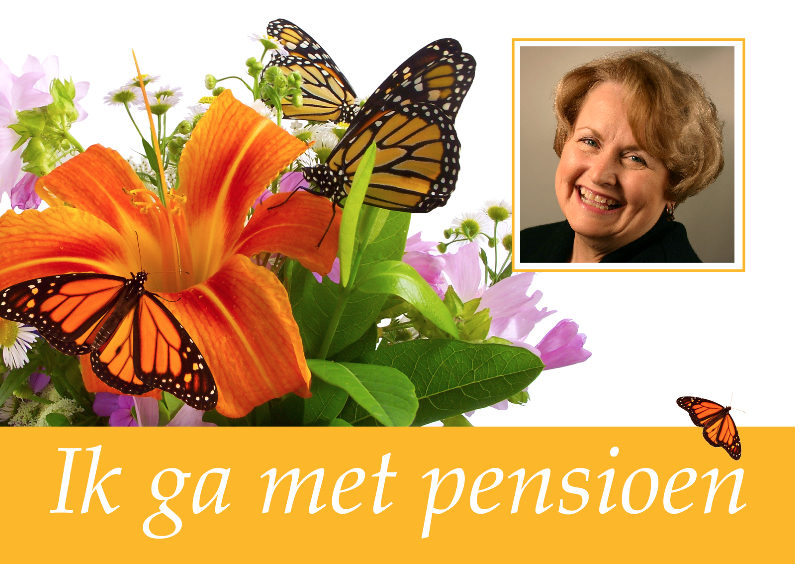 Uitnodiging pensioen met bloemen - Uitnodigingen Uitnodigingen - Uitnodiging pensioen met bloemen