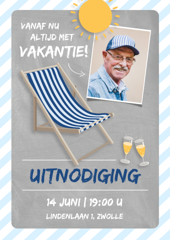 Uitnodigingen - Uitnodiging pensioenfeest altijd vakantie