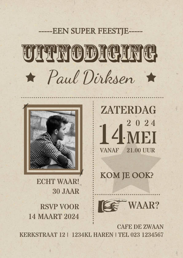 Uitnodiging retro kaart av - Uitnodigingen Uitnodigingen - Uitnodiging retro kaart av
