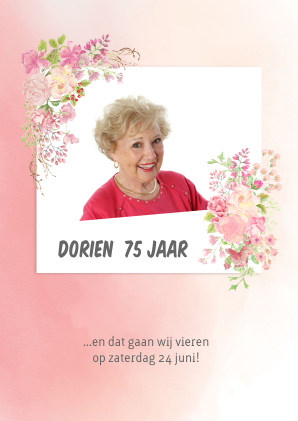 Uitnodiging rozen vrouw verjaardag - Uitnodigingen Uitnodigingen - Uitnodiging rozen vrouw verjaardag