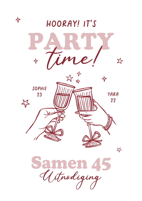 Uitnodiging samen 45 feestje cocktail cheers doodle - Uitnodigingen Uitnodigingen - Uitnodiging samen 45 feestje cocktail cheers doodle