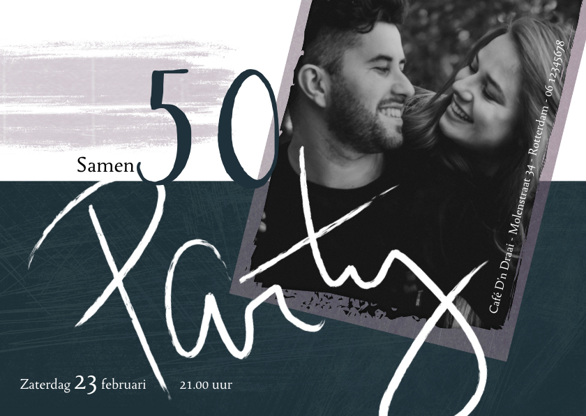 Uitnodiging 'Samen 50', met handgeschreven tekst - Uitnodigingen Uitnodigingen - Uitnodiging 'Samen 50', met handgeschreven tekst