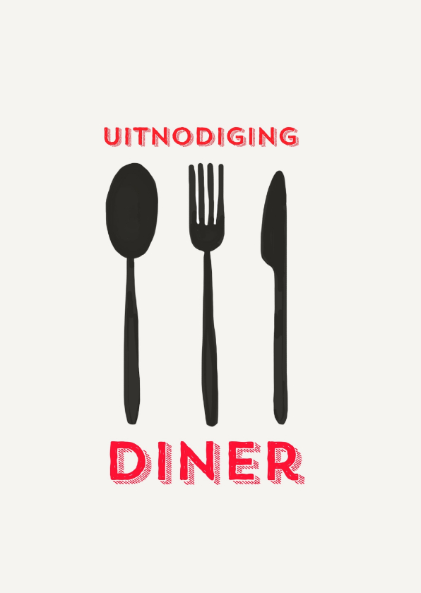 Uitnodigingen - Uitnodiging Spoon Fork Knive