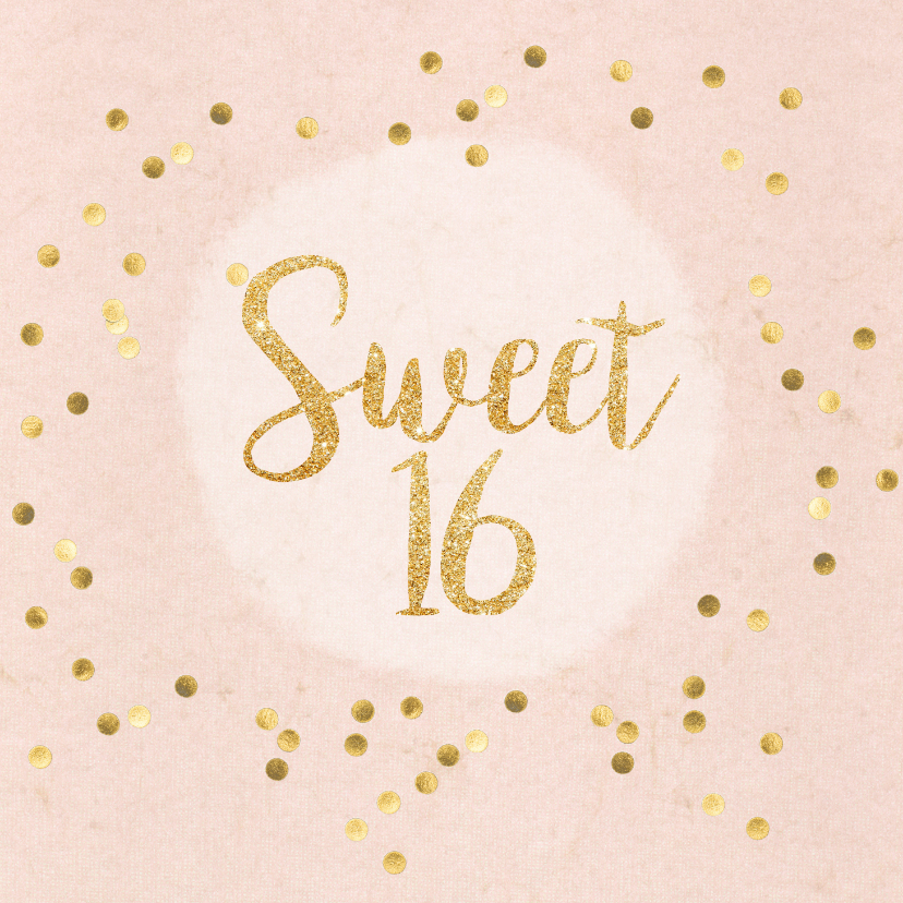 Uitnodigingen - uitnodiging sweet 16 party confetti
