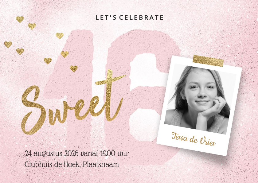 Uitnodiging Sweet Sixteen meisje roze - Uitnodigingen Uitnodigingen - Uitnodiging Sweet Sixteen meisje roze