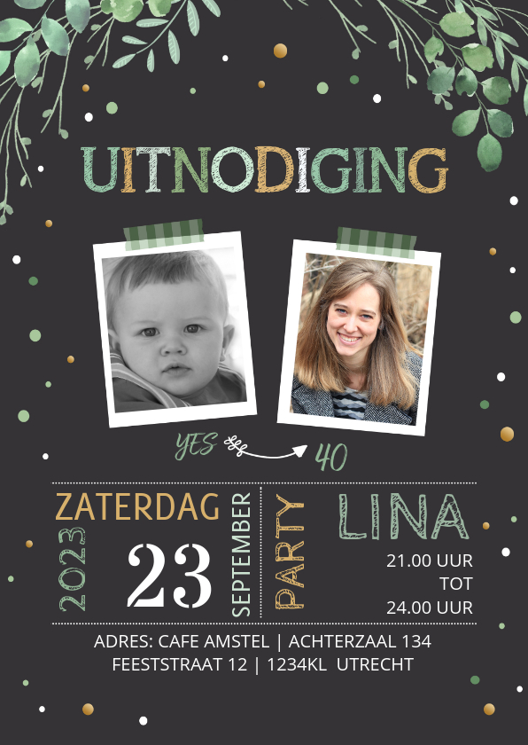 Uitnodigingen - Uitnodiging takjes met krijtbord 