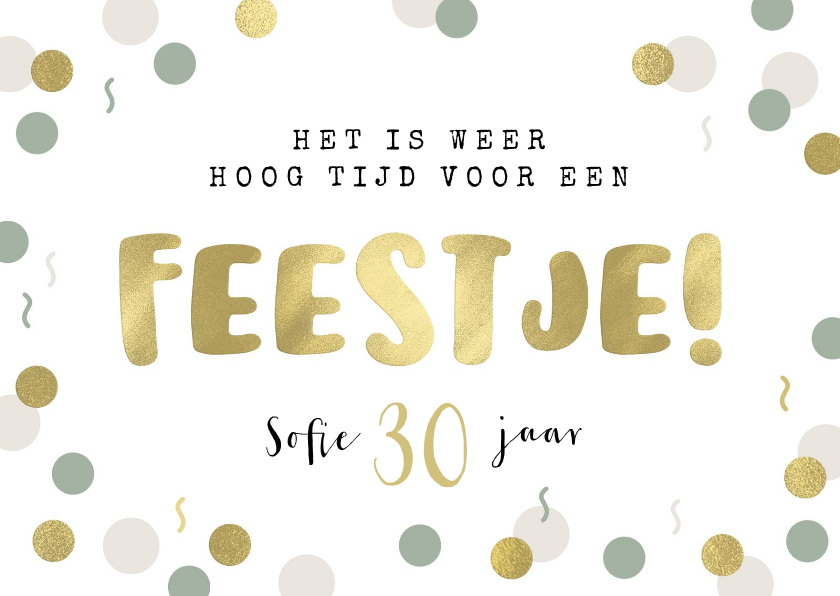 Uitnodigingen - Uitnodiging tijd voor een feestje confetti goud stijlvol