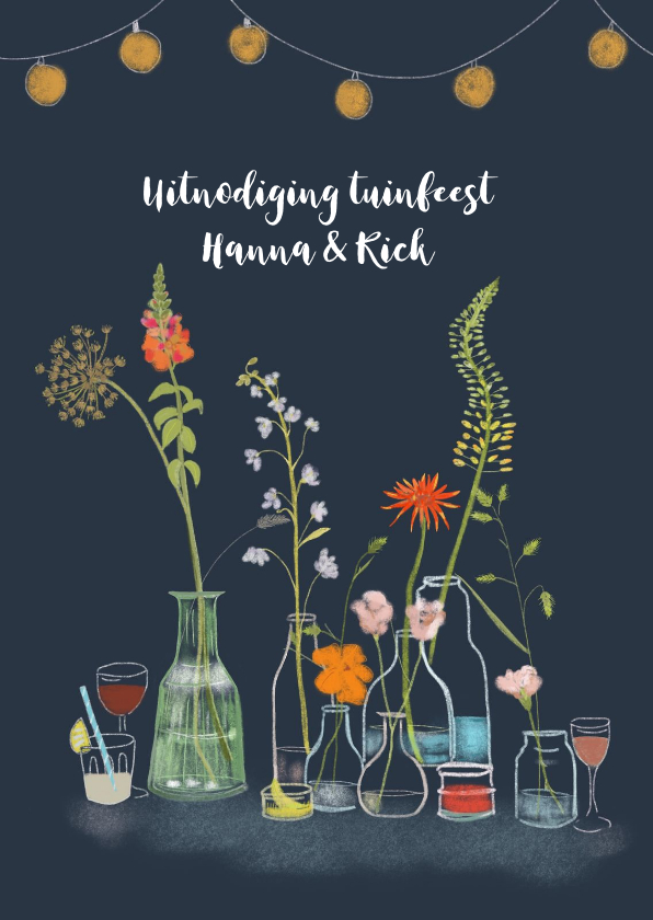 Uitnodiging tuinfeest Flowers & Drinks - Uitnodigingen Uitnodigingen - Uitnodiging tuinfeest Flowers & Drinks