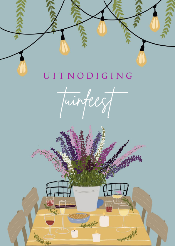 Uitnodiging tuinfeest tuintafel - Uitnodigingen Uitnodigingen - Uitnodiging tuinfeest tuintafel