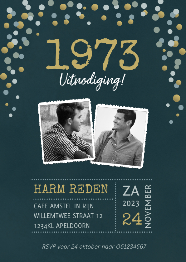 Uitnodigingen - Uitnodiging velvet look met confetti