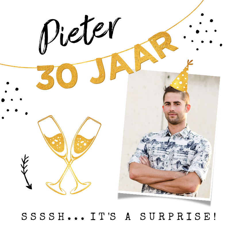 Uitnodigingen - Uitnodiging verjaardag 30 jaar met foto en slinger
