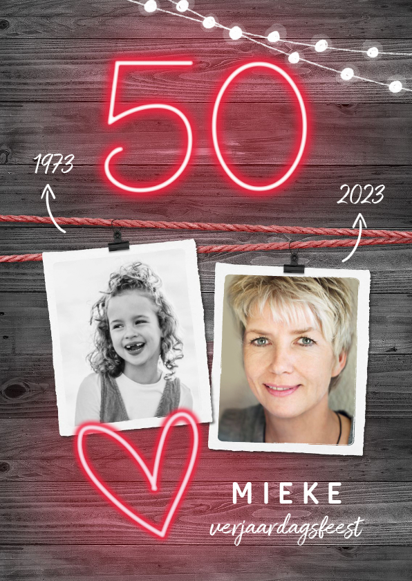 Uitnodiging verjaardag 50 vrouw stoer en hip neon - Uitnodigingen Uitnodigingen - Uitnodiging verjaardag 50 vrouw stoer en hip neon