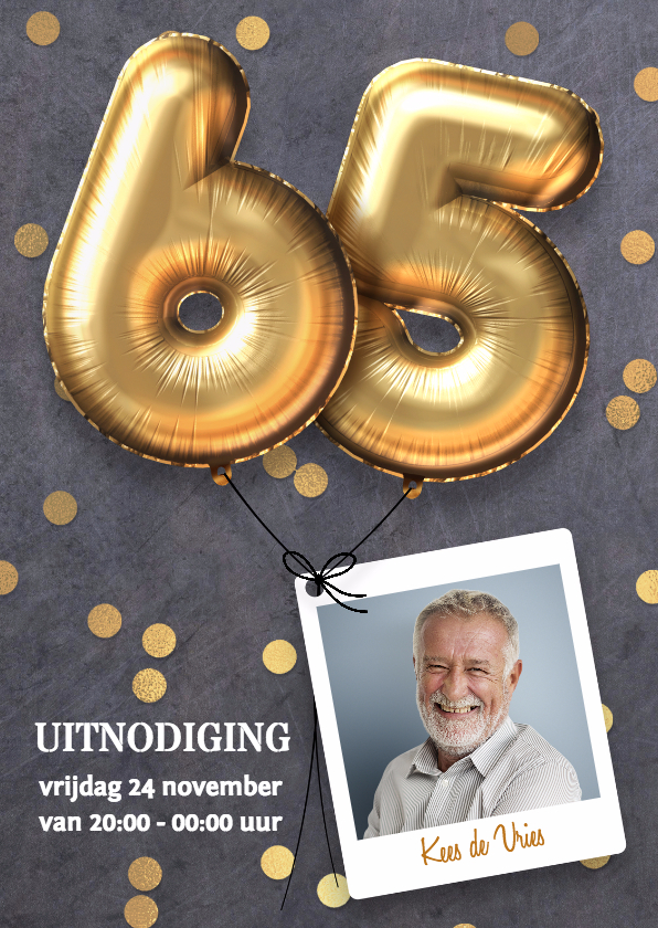 Uitnodigingen - Uitnodiging verjaardag 65 jaar