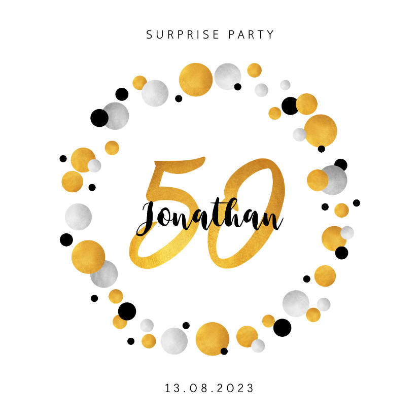 Uitnodiging verjaardag confetti 50 jaar - Uitnodigingen Uitnodigingen - Uitnodiging verjaardag confetti 50 jaar