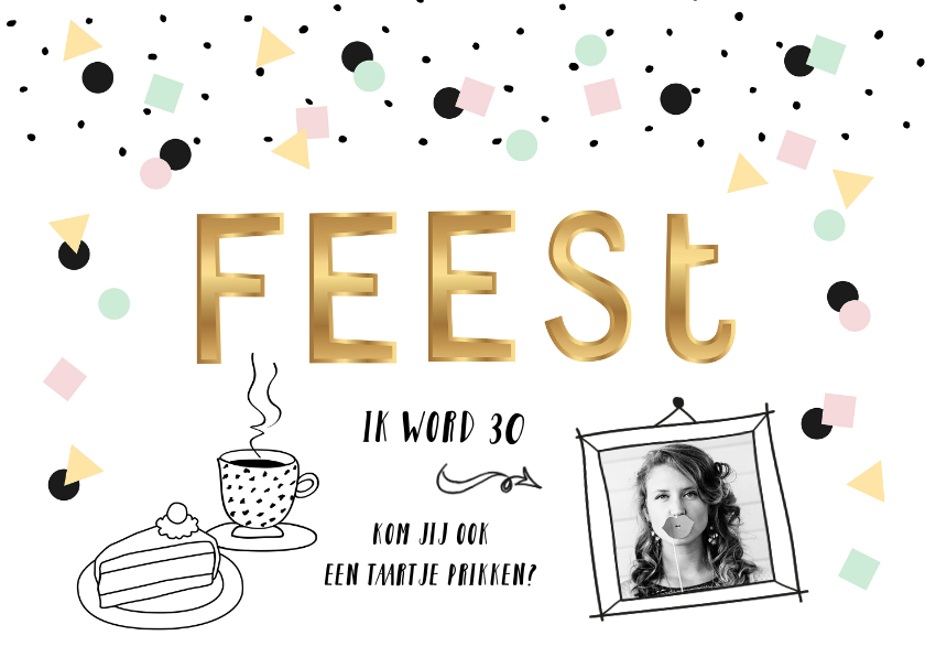 Uitnodigingen - Uitnodiging verjaardag feest vrouw