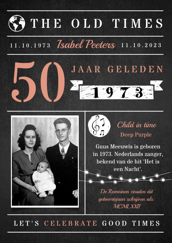 Uitnodigingen - Uitnodiging verjaardag old times krijtbord