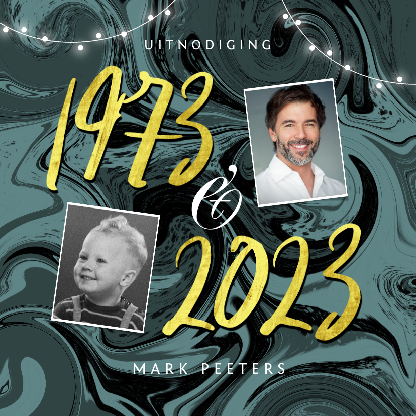 Uitnodigingen - Uitnodiging verjaardag verf trendy 50 jaar