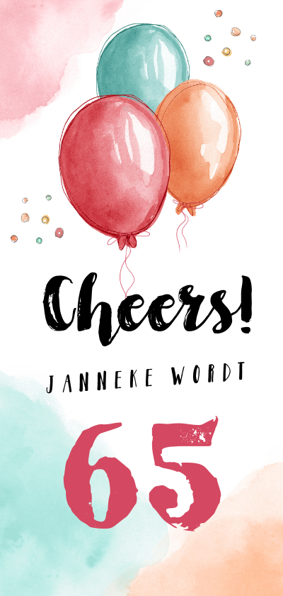 Uitnodiging verjaardag vrouw hip met waterverf ballonnen - Uitnodigingen Uitnodigingen - Uitnodiging verjaardag vrouw hip met waterverf ballonnen