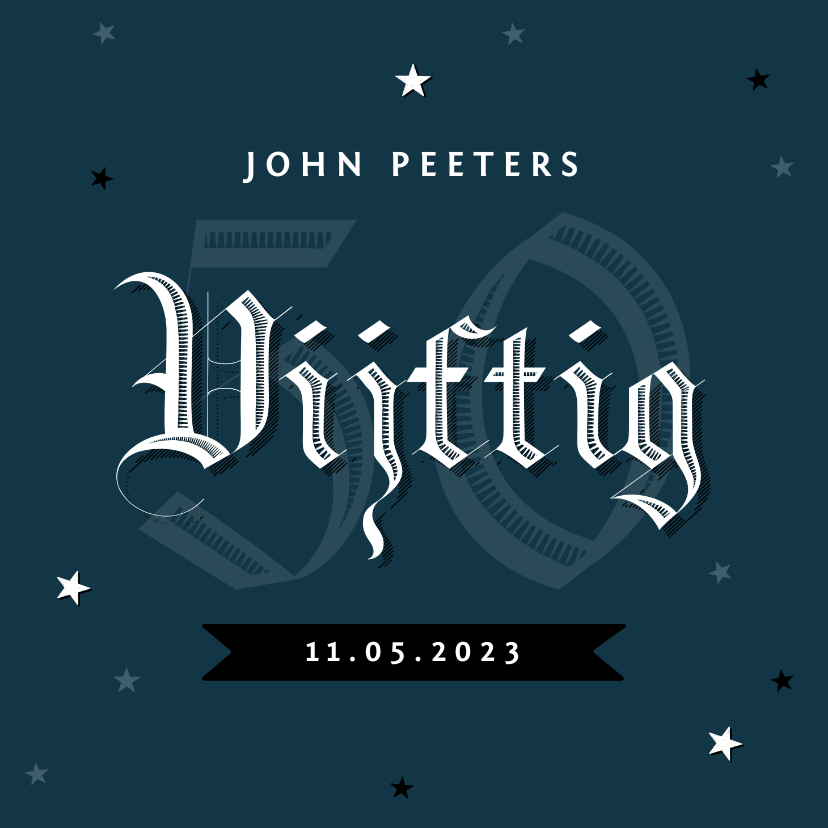 Uitnodigingen - uitnodiging verjaardagsfeest 50 jaar man vintage stijlvol
