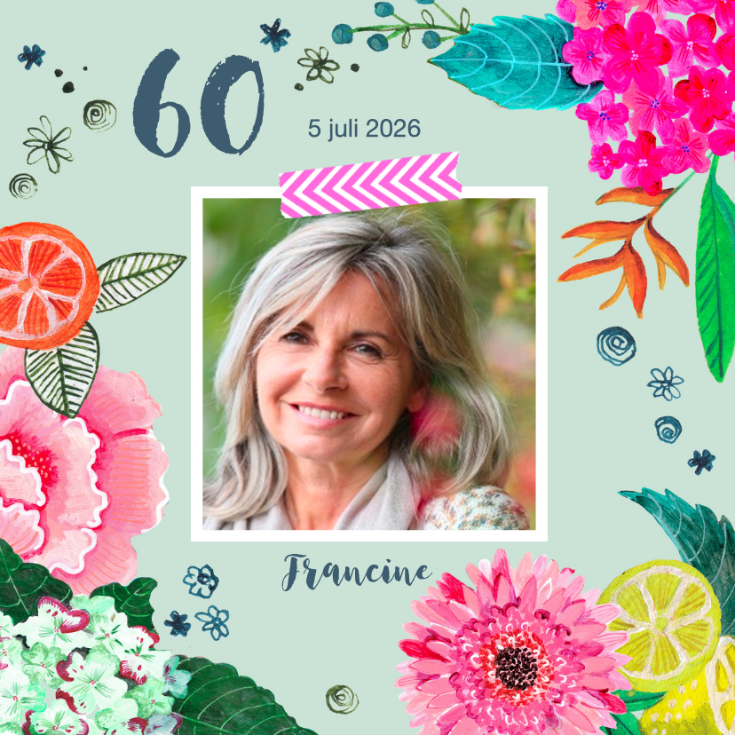 Uitnodigingen - Uitnodiging verjaardagsfeest botanisch bloemen trendy 